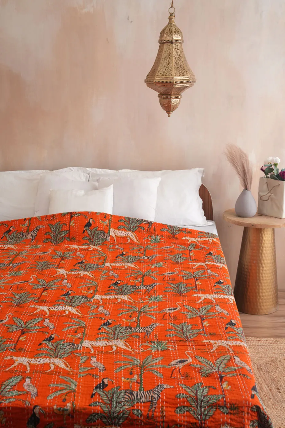 Safari Jungle Animal Kantha Quilt