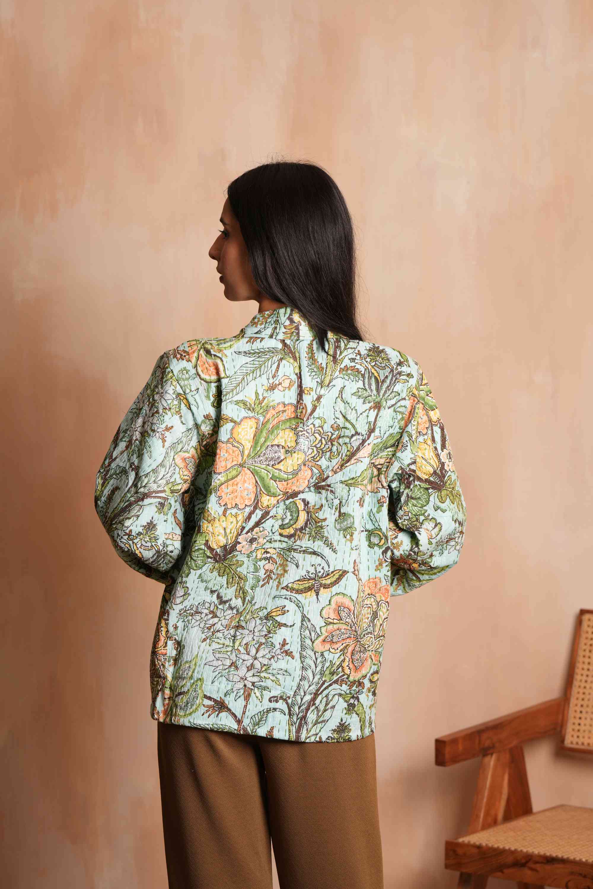 Handmade Flower Cotton Kantha Jacket