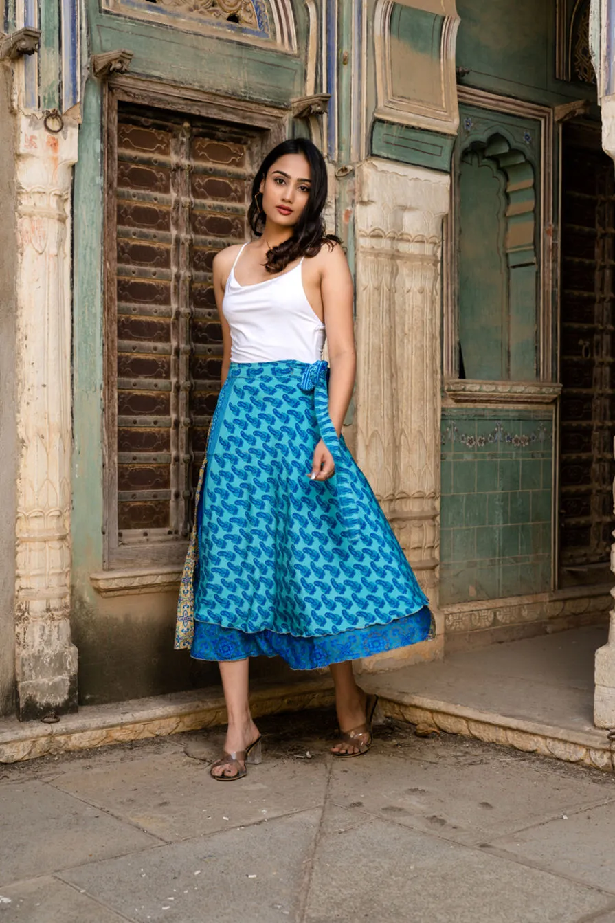 Women Silk Sari Wrap Skirt 32 Inches