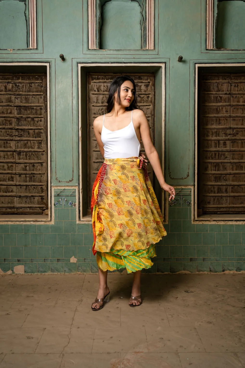 Earthy Silk Sari Wrap Skirt