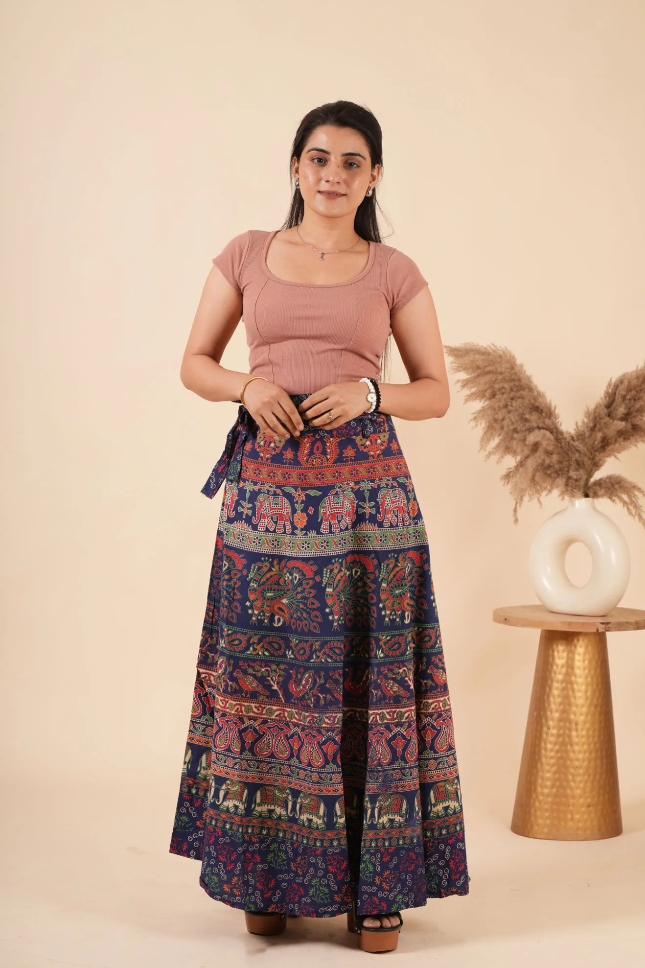 Cotton Long Wrap Skirt