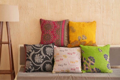 5 PC's Handmade Cotton Kantha Cushion Covers