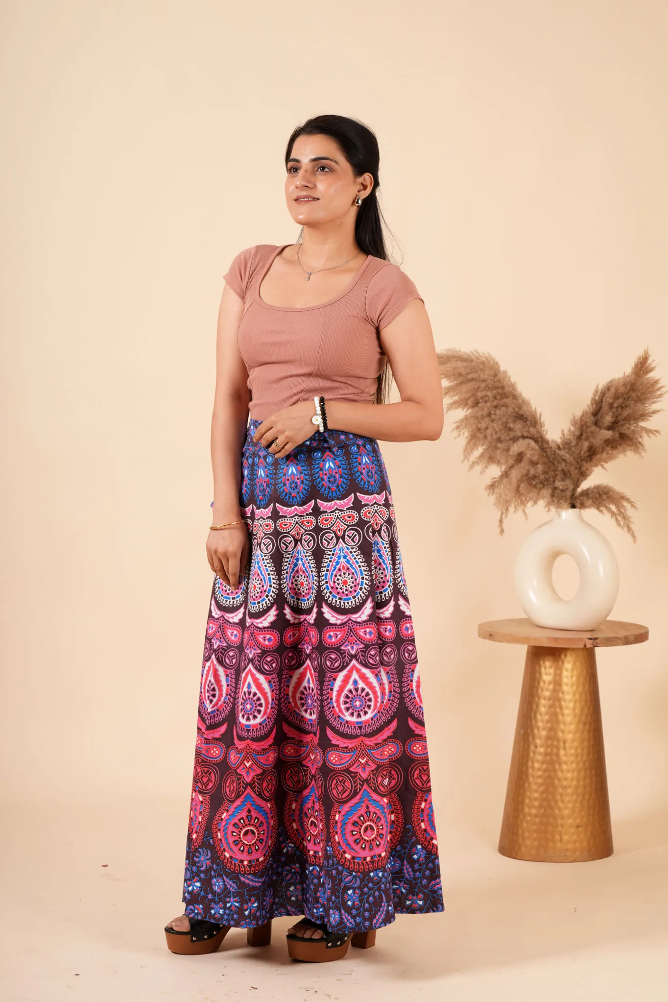 Mandala Cotton Long Maxi Wrap Skirt