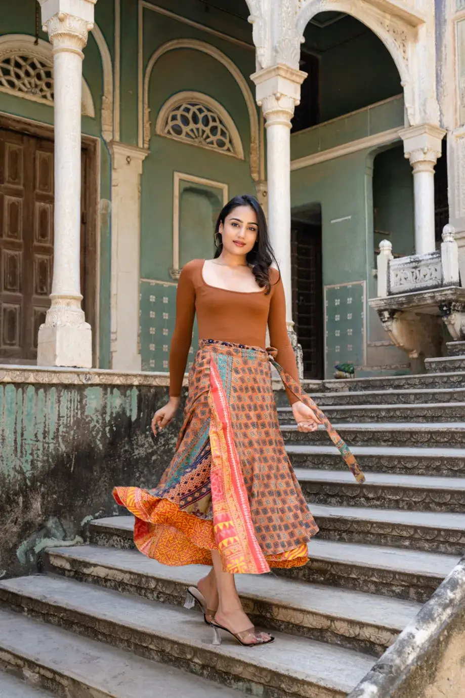 Silk Sari Upcycled Wrap Skirt