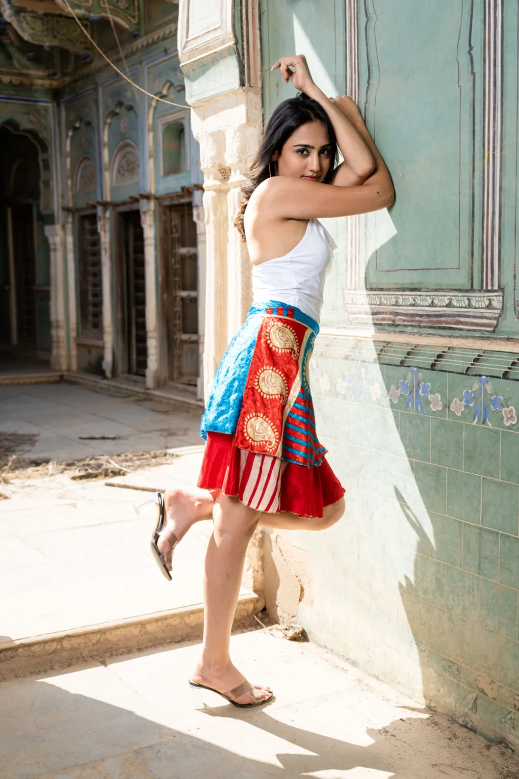 Sari Upcycled Short Silk Wrap Skirt